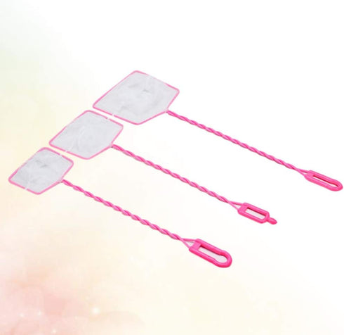 POPETPOP 3pcs Aquarium Fish Net, Fishing Nets for Fish Tank Lakes Ponds Saltwater (Pink 4/5/6 Inch)