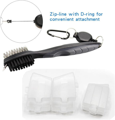 Golf Towels Set - Microfiber Waffle Design Golf Towel 16" X 24" with Hook and Loop Fastener and Retractable Brush