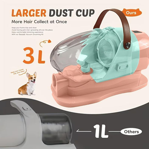 Generic <65dB, All in One Pet Grooming Kit with Vacuum, Low Noise Hair Collection and Suction, for Dogs and Cats (Light