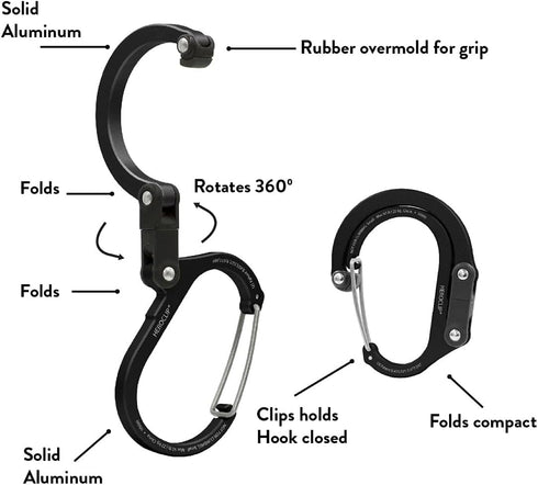 GEAR AID HEROCLIP (Large) Carabiner Gear Clip and Hook for Heavy Duty Items, Camping Backpacks, Kayaks, Bicycles, Garage