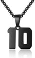 Number Necklace for Boy, Black Athletes Number Stainless Steel Chain, Personalized Sports Jewelry for Men