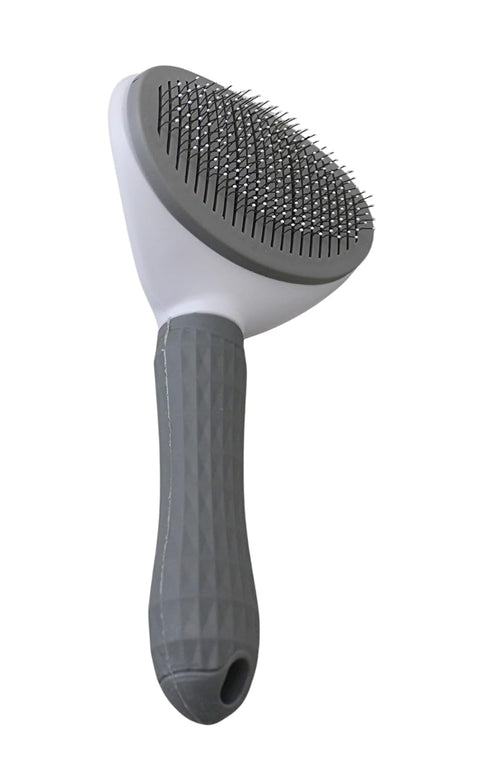 Easy-Clean Slicker Brush for Dogs, Cats & Bunnies, Gentle De-shedding Tool with Self-Cleaning