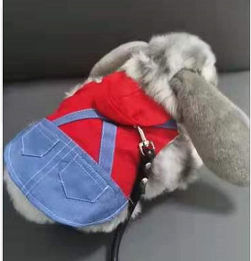 Small Pet Costume Rabbit Clothes, Ferret Hoodies Sweatshirt Bunny Vest Harness and Leash Set for Small Breeds (A, L)