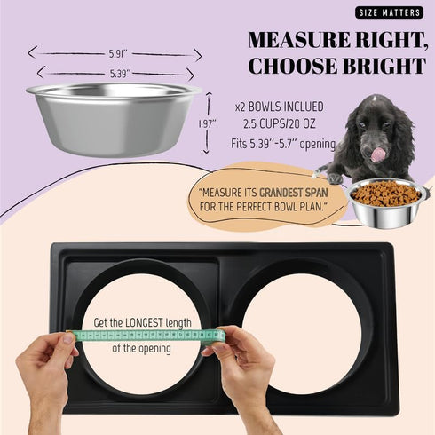 25oz Stainless Steel Dog Bowls Set, 2 Pack, 3.1 Cups Metal Bowls, 1.89 inch Deep, Dog Water Bowl for Raised Feeder