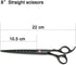 Kingstar 8.0in. Matt Black Professional Pet Grooming Scissors Set - Straight, Thinning & Curved Scissors with Comb