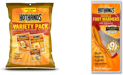 HotHands Toe, Hand, & Body Warmer Variety Pack - Long Lasting Safe Natural Odorless Air Activated Warmers