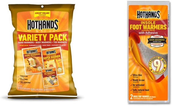 HotHands Toe, Hand, & Body Warmer Variety Pack - Long Lasting Safe Natural Odorless Air Activated Warmers