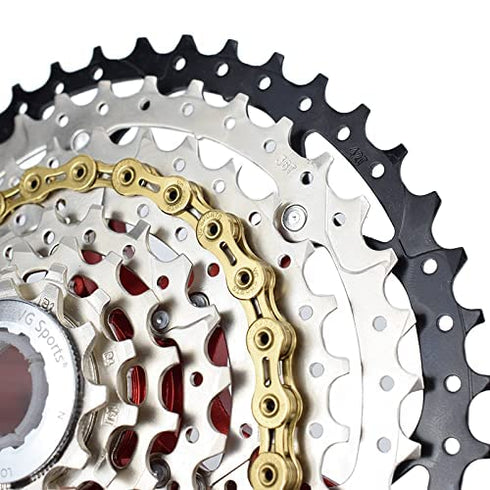 VG SPORTS 6/7/8/9/10/11 Speed Bike Chains, Lightweight Titanium Bicycle Chains for Road Bike/MTB/BMX, 116 Links