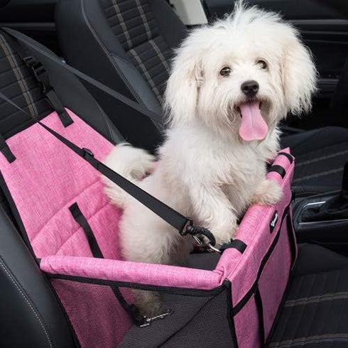 Pet Car Seat, Sturdy Reinforced Structure, Shortened Leash with Metal Snap Hook, Loops for Seat Belt, Waterproof Thick Soft Fleece Pad, Ideal for Puppy and Small Pets