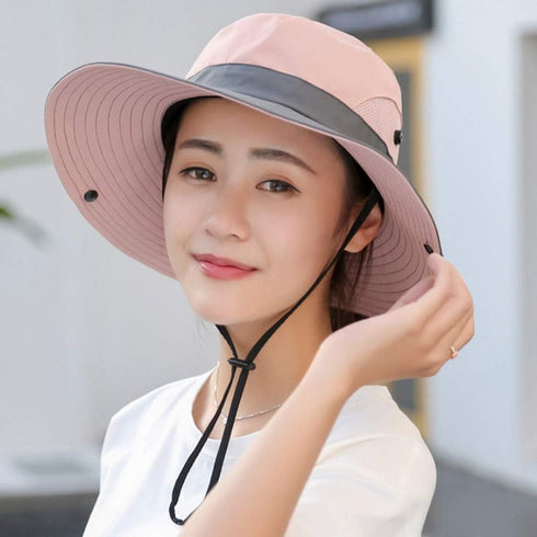 UPF 50+ Wide Brim Sun Hat - Waterproof UV Protection Bucket Boonie Hat for Women