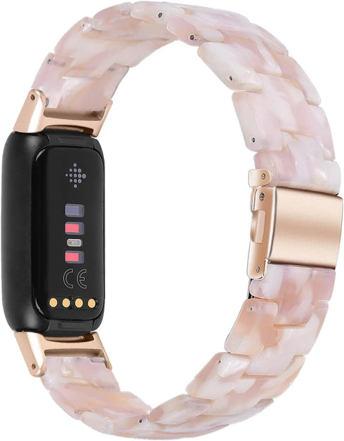 Wongeto Compatible with Fitbit Luxe/Luxe SE Bands for Women Girls, Resin Wristband Strap with Stainless Steel Buckle Replacement Bands for Fitbit Luxe accssorises