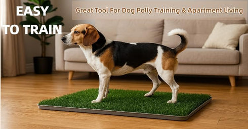 34x22 Inch Large Dog Grass Pad with Tray, Puppy Potty Training System with Artificial Grass & Pheromone Pee Pad