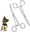 2pcs Set Pets Ears/Nose Hair Puller - Straight & Curved Full Serrated Stainless Steel Hemostat Locking Forceps