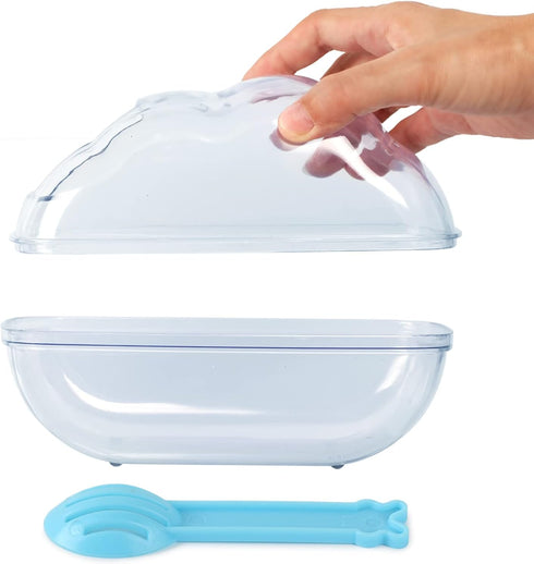 BUCATSTATE Hamster Sand Bath Container, Transparent Dust Bath Kit with Scoop Set for Small Animals (Blue, Medium)