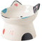 Cute Ceramic Raised Cat Bowls, Elevated Design, 15° Tilted Feeder for Flat Faced Cats, Kitten Small Dogs (Black)