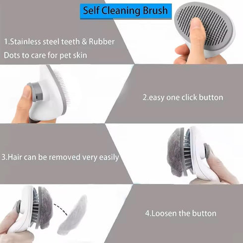 Cat and Dog Grooming Brush - Slicker Brush for Grooming, Gently Removes Loose Undercoat, Pet Massage Tool (Black, Gray)