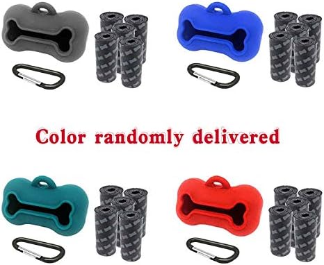 5 Rolls Portable Silicone Dog Poop Bags with Dispenser - Plastic Pooper Scoopers & Bags for Outdoor Travel