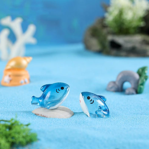 20Pcs Mixed Color Luminous Shark Ornaments, Cute and Naughty Aquarium Micro Landscape