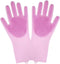 Sene Pet Grooming Gloves, Silicone Bathing Supplies for Dogs and Cats, High Density Teeth Scrubber (Pink)