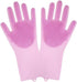Sene Pet Grooming Gloves, Silicone Bathing Supplies for Dogs and Cats, High Density Teeth Scrubber (Pink)