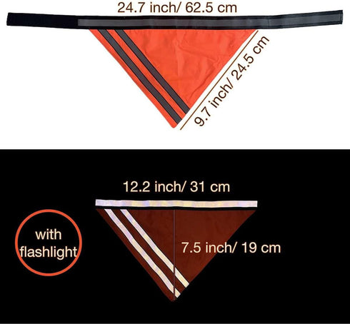 Reflective Dog Bandana Safety Scarf, 2 Pack Orange Dog Reflective Gear