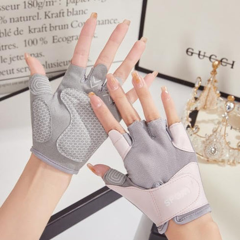 CaySep Workout Gloves for Women Lightweight Breathable Fingerless Gym Gloves for Weightlifting Cycling Gym Training
