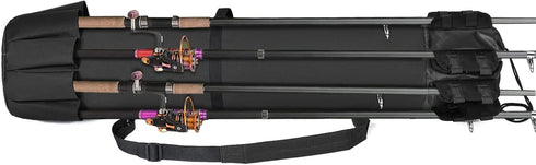 MOSISO Waterproof Fishing Rod Case Bag, Large Capacity Fishing Tackle Gear Organizer with 5 Poles Tackle