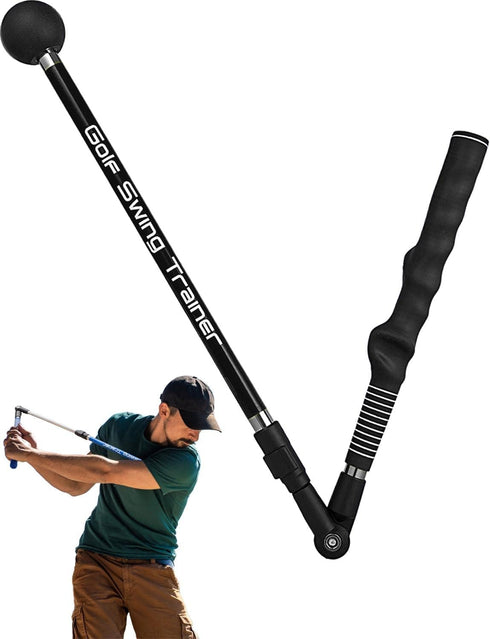 Golf Swing Trainer Aid to Improve Hinge, Forearm Rotation, Shoulder Turn and Grip, Portable Collapsible Swing Trainer