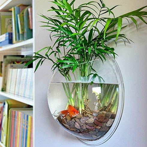 Creative Acrylic Hanging Wall Mounted Fish Tank, Mini Aquarium Planter for Home Decor