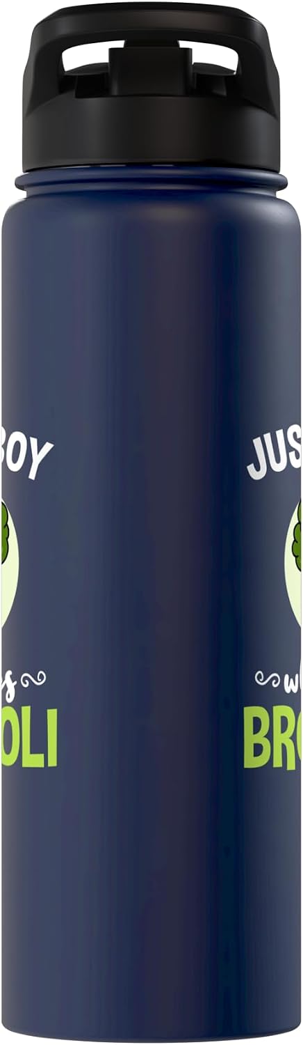 Just A Boy Who Loves Broccoli 16 oz Broccoli Lover's Stainless Steel Insulated Water Bottle - - Green