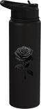 Darkened Rose Black Rose Stainless Steel Insulated Water Bottle