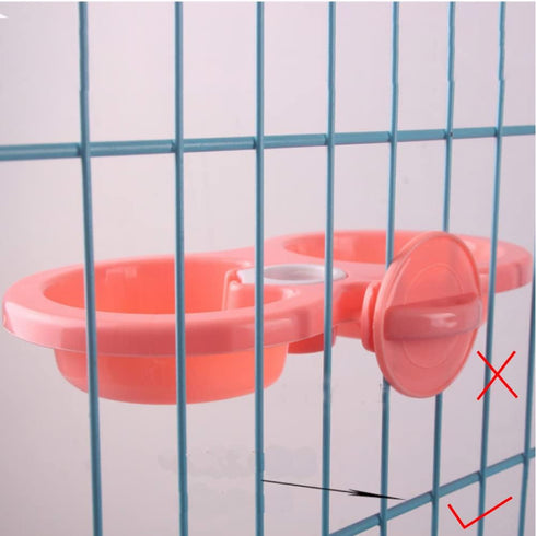 Double Dog Bowls, Dual Pets Hanging Pet Bowl for Food and Water Feeder, Plastic for Small Medium Dogs Cats