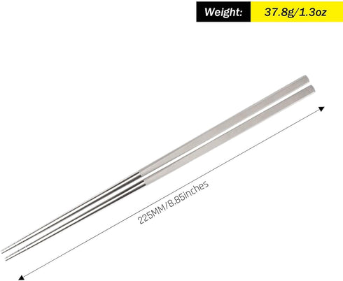 Ultralight Titanium Solid Chopsticks - Long Handle Utensil Set - Perfect for Camping, Hiking, Backpacking & Home