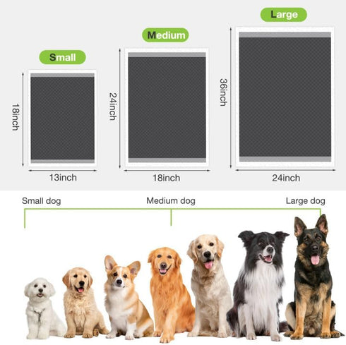 Disposable Dog Pee Pads: 13" x 18" Odor-Control Bamboo Charcoal Fiber, Super Absorbent, 50 Counts