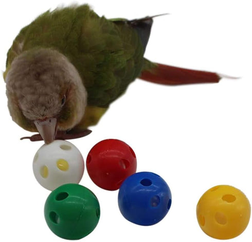 QBLEEV 5 Pack Colorful Bird Bell Balls - Chewing Playing Training Toy for Parrot, Cockatiel, Budgie, Random Color