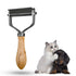 Pet Undercoat Rake for Dogs and Cats - Double-Sided Steel Blade for Shedding Control with Wooden Handle