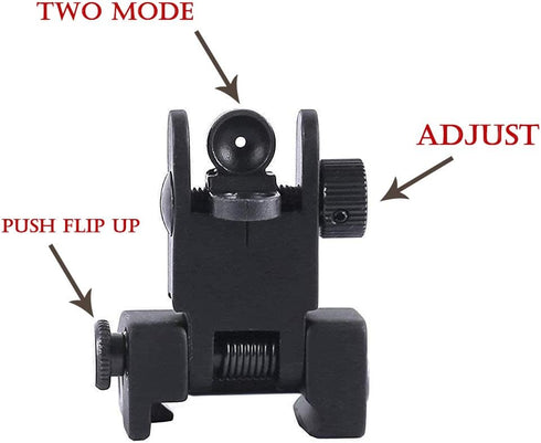Gotical Flip Open Front and Rear Sight Set - Polyphenylene (PPS) for Picatinny Rail, Imported from Japan