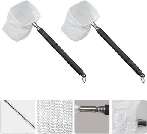 2pcs Angoily Extendable Handle Shrimp Nets Square Fine Mesh Aquarium Fishing Nets for Fish Tank and Shrimp Catching