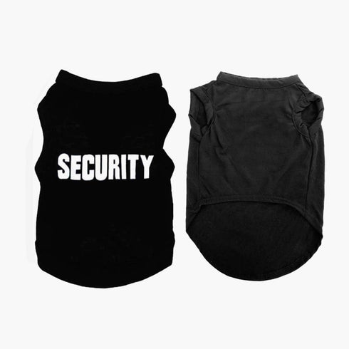 2Pack Dog Security Costume Cotton Dog Shirt - Small Dog Boy Pet Clothes Boss/Security Black Vest T-Shirts