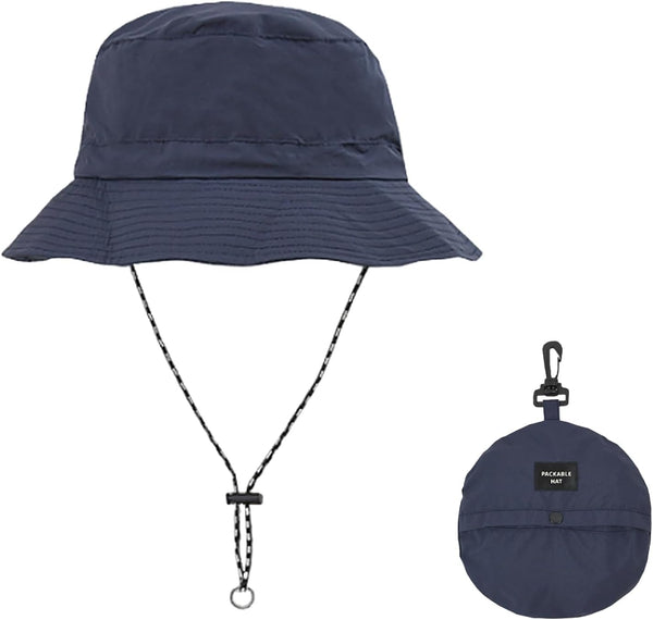 Waterproof Bucket Rain Hat with Chin Strap, Packable Sun Hat for Men Women, Lightweight Summer Fishing Cap