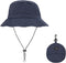 Waterproof Bucket Rain Hat with Chin Strap, Packable Sun Hat for Men Women, Lightweight Summer Fishing Cap