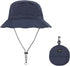 Waterproof Bucket Rain Hat with Chin Strap, Packable Sun Hat for Men Women, Lightweight Summer Fishing Cap