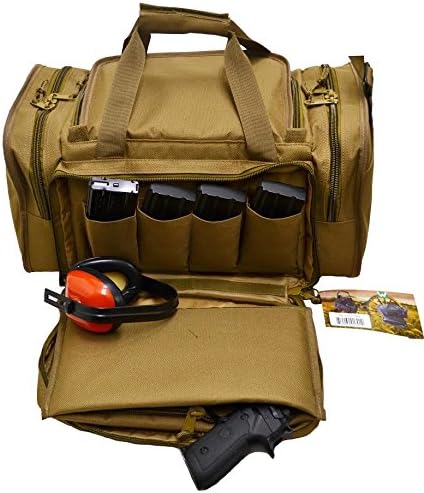 R21 Gun Range Bag - Tactical Shooting Range Bag for Pistols with Divider and Pistol Pouch Included