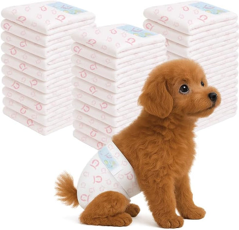 GEHUIZER 90 Count Disposable Dog Diapers Female, Super Absorbent Pink Puppy Doggie Diapers
