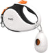 TUG 360° Tangle-Free Retractable Dog Leash with Waste Bag Dispenser (Small, White/Orange)
