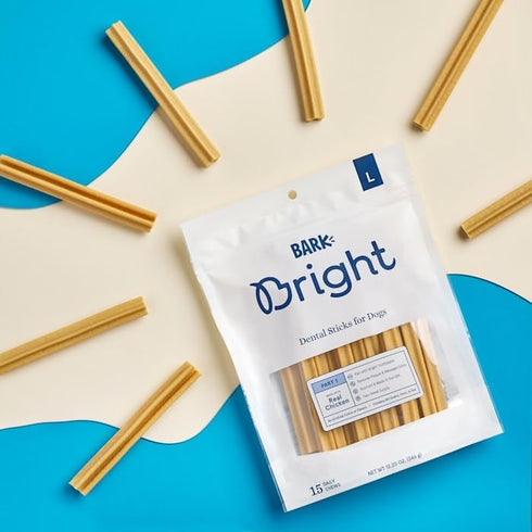 BARK Bright Dental Sticks for Large Dogs Chews, 12.2 oz, Count of 15