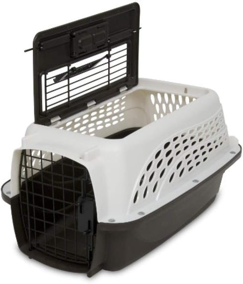 Petmate Two-Door Small Dog & Cat Carrier, Top or Front Loading, 19 inches, Made with Recycled Materials, White