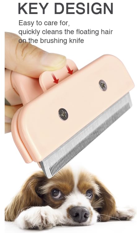 TopMed ETS Deshedding Tool for Dogs & Cats, Pet Grooming Brush for Reducing Shedding Effectively (Small, Pink)