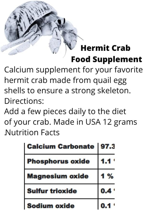 Undique Organic Hermit Crab Food with Quail Egg Shells - Nutritious, Balanced Diet & Calcium-Rich Treats for Hermit