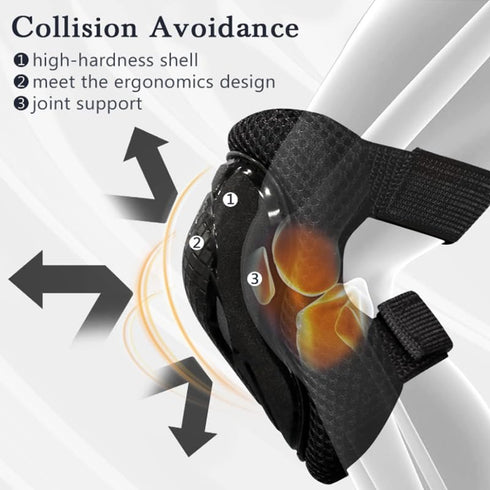 GEQID Kids Protective Gear Set, Knee Pads, Elbow Pads, Wrist Pad for Roller Skating, Boys Youth 5-12 Years Old (Black)